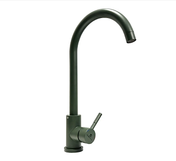 Смеситель для кухни Gota Rocio с высоким изливом Marismas 14414 темный зеленый нержавеющая сталь
