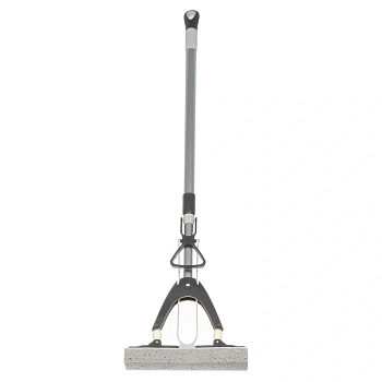 Швабра плоская, целлюлоза, 93х27х5.4 см, серая, с отжимом, телескопическая ручка, серо-графитная, Bo