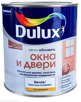 Краска DULUX ОКНА И ДВЕРИ 0,75 полумат. BW