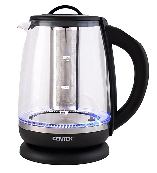 Чайник Centek CT-0017  стекло, 2.0л, 2200Вт, функция заваривания чая, внутр. LED подсветка