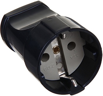 Розетка переносная 16А 250В с заземлением черная (еврослот) UNIVersal 