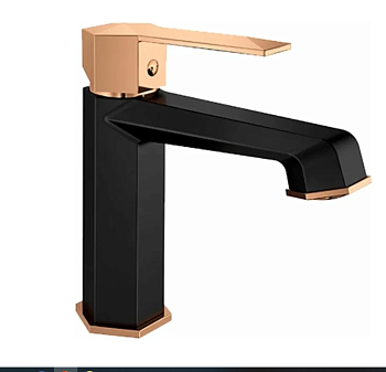 Смеситель для умывальника Golden Fox Hyde черный с золотом, латунь