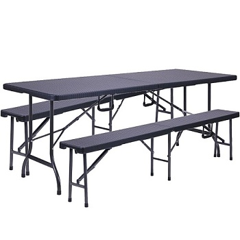 Мебель садовая Дружная компания AMF Додж MZK-180, 180х75х72 см + Джили RBK-180, 2 шт, 180х25х43 см