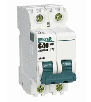 Выключатель автоматический модульный 2п C 40А 4.5кА ВА-101 DEKraft  