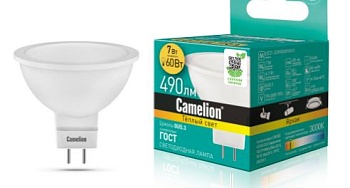 Лампа светодиод. GU5.3 7вт 6500К Camelion