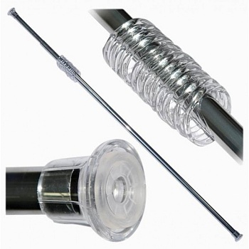 Карниз для ванной хром "Прима" 120-210см,хром с серыми кольцами