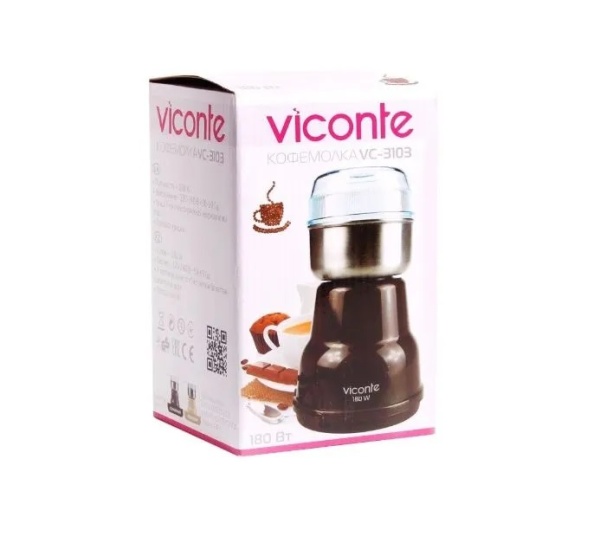 3. Кофемолка VICONTE VC-3103 180Вт 50гр. пласт. корп.
