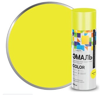 Краска эмаль аэрозольная желтая ЛАКРА