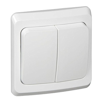 Выключатель 2-кл. СП Этюд 10А IP20 белый