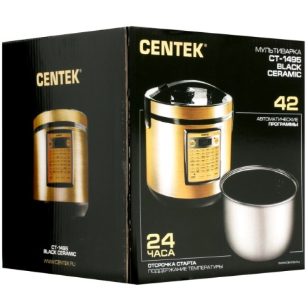 5. Мультиварка Centek CT-1495 black (ЗОЛОТО)  5.0л, 42 программы + Мультишеф