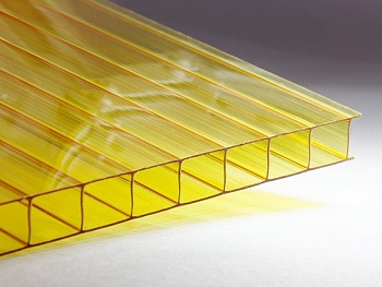 Поликарбонат сотовый 2,1х12м т. 6мм желтый