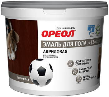 Краска акрил. д/пола венге полумат. 0,9 ОРЕОЛ