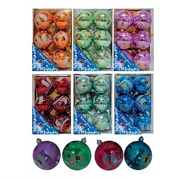 Набор шаров Деревня  6штх6см ,6цветов Е6061