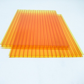 Поликарбонат сотовый 2,1х12м т. 8мм оранжевый