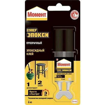 Клей МОМЕНТ СУПЕР ЭПОКСИ прозр.6 мл. шприц Хенкель