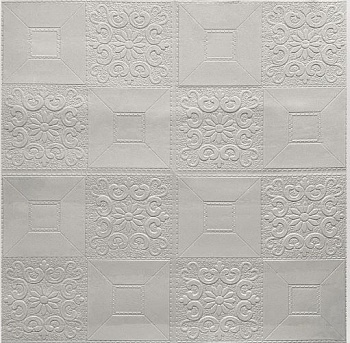 Панель ПВХ 3D самокл. бел.плитка с узором 70*70