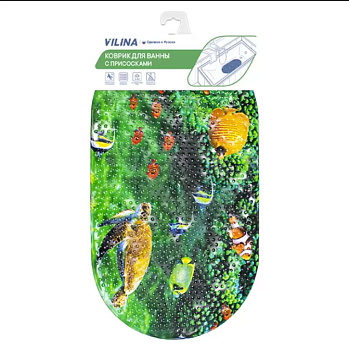 Коврик для ванны противоскользящий 37*69см ,ПВХ,Вилина, коралловый риф