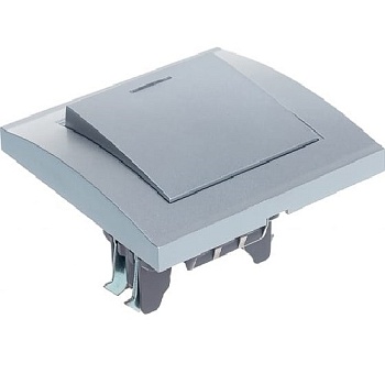 Выкл. 1кл СП 10А с подсветк. цв.СЕРЕБРО Universal