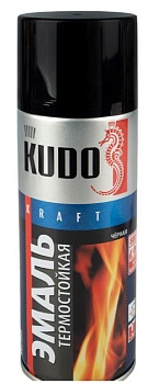 Краска эмаль аэр. термостойкая Kudo KU-5002, 520 мл, черная