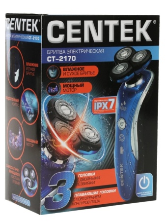 3. Бритва Centek CT-2170  3D, +ВЛАЖНОЕ БРИТЬЁ, 3 плав.головки, 2-ные лезвия, до 50 мин раб