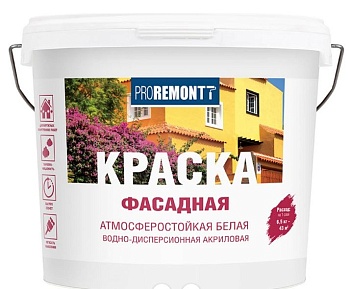 Краска ВД Фасадная белая 14кг PROREMONT