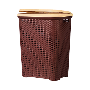 Корзина для белья "Плетёнка" 55л прямоугольная с крышкой