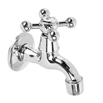 Кран водоразборный короткий излив 9609-В130, крест, 1/2"