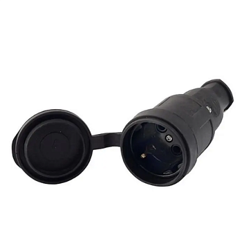 Разъем штепсельный 1х16А 2P+PE 220-240В IP44 с заглушкой каучук LEZARD