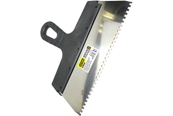 Шпатель 200мм нерж., зуб. 10мм с пластм. ручкой, ON																														