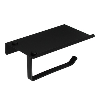 Бумагодержатель с полочкой для моб.телефона, нерж. сталь, черный