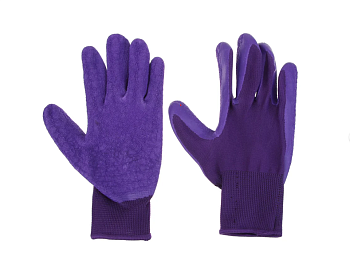 Перчатки c морщинистым латексным полуобливом р.10,25см,полиэстр 55г INBLOOM