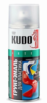 Грунт-эмаль акриловая аэрозольная для пластика Kudo KU-6006, 520 мл, красная