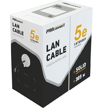 Кабель UTP 4PR витая пара 24AWG PVC серый  интернет (бухт305)