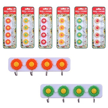 Крючки  "ПОДСОЛНУХИ" (Пласт.клейкие)