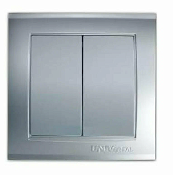 Выключатель 2-кл. СП Бриллиант 10А IP20 серебро UNIVersal