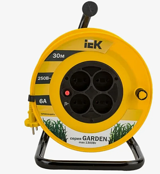 Удлинитель на катушке 4х20м без заземл. 6А IP20 Garden УК20 2х0.75 термозащита IEK
