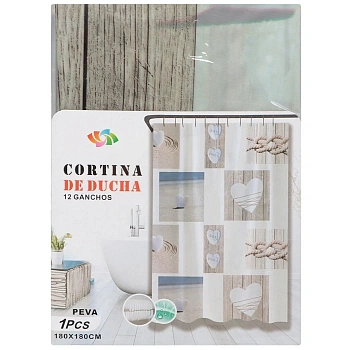 Штора для ванн 180х180 см, Peva, Сердце