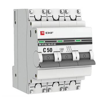 Выключатель автоматический модульный 3п C 50А 4.5кА ВА 47-63 PROxima EKF