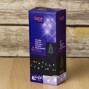 Гирлянда LUСA SNAKE 140 разноцветных LED-огней, 2,8+3 м, батарейки, таймер,уличная