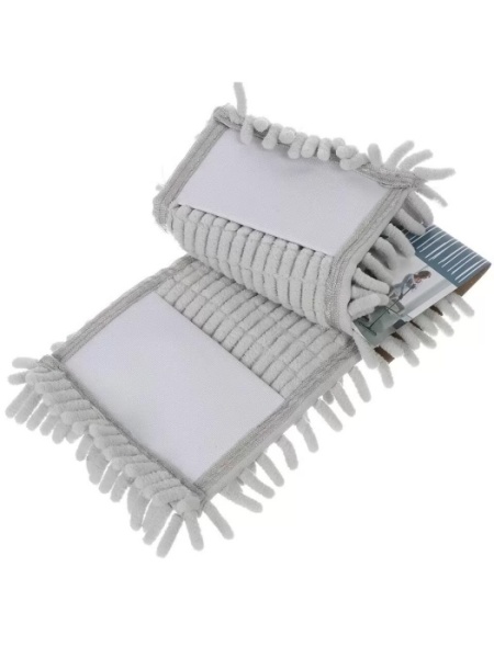 2. Насадка для швабры Марья-Искусница HD1009 A-chen-grey refill из микрофибры, серый, 43х14 см