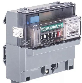 Счетчик Меркурий 201.5 1ф 5-60А класс точн. 1.0 1 тариф. импульс. вых. мех. ОУ Инкотекс 00000032419