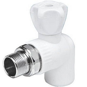 Кран полипроп. шаровый угловой с америк. 20х1/2