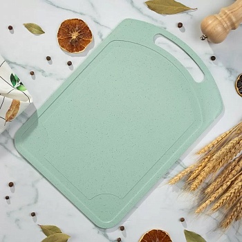 Доска разделочная пластик, 34.5х24.3х0.4 см, с ручкой, прямоугольная