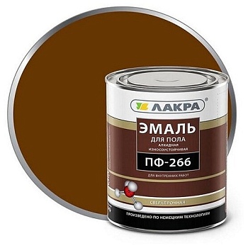 Краска эмаль ПФ-266 1кг желто-коричневая ЛАКРА