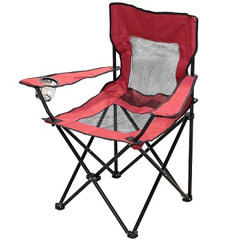Кресло складное YTBC006-red/black сетка, с подстаканником, 52х52х87 см