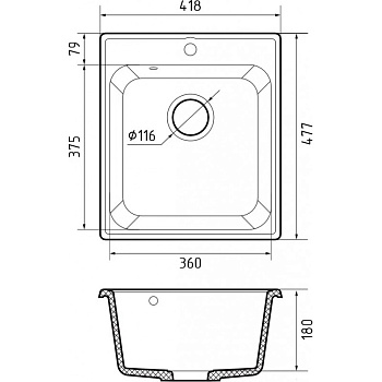 Мойка композитная MARONI PIXEL MA-418PI (418х477), белый