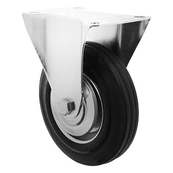 Колесо ф100 неповоротное на площадке Черная резина