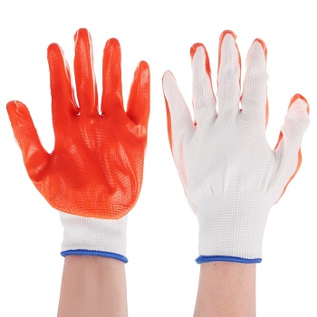 Перчатки садовые ,нейлон с резиновым полуобливом, 50гр.