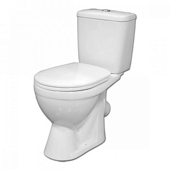 Унитаз-компакт КАМА белый, ЭКОНОМ/СТАНДАРТ , 1-режимная арматура, косой выпуск