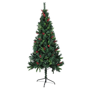 Ель искуственная 120 см ПВХ + ПЭТ, с красными ягодами